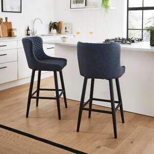 Montreal Counter Height Bar Stool, Faux Leather Montreal Navy