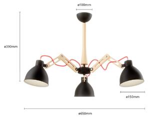 Skansen ceiling lamp 3-bulb adjustable, black