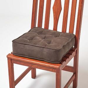 Brown Faux Suede Dining Chair Booster Cushion Firm 10cm Thick Seat Pad