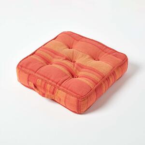 Homescapes Morocco Striped Cotton Floor Cushion Terracotta