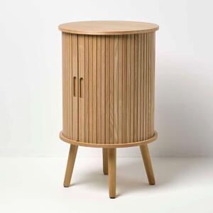 Homescapes Modern Side Table, Round Cabinet with Sliding Tambour Doors, 45cm