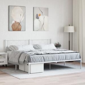 Metal Bed Frame with Headboard White Super King Size