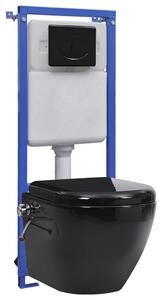 Wall Hung Rimless Toilet with Concealed Cistern Black Ceramic
