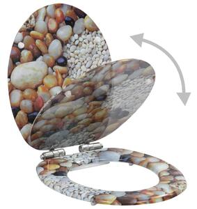 WC Toilet Seat with Soft Close Lid MDF Pebbles Design