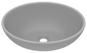 Luxury Basin Oval-shaped Matt Light Grey 40x33 cm Ceramic