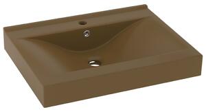 Luxury Basin with Faucet Hole Matt Cream 60x46 cm Ceramic