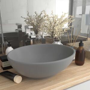 Luxury Basin Oval-shaped Matt Light Grey 40x33 cm Ceramic