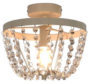 Ceiling Lamp with Crystal Beads White Round E14