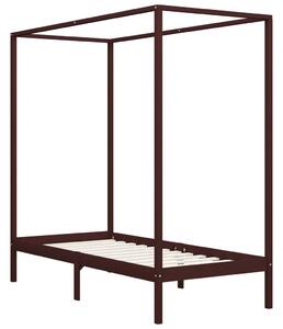Canopy Bed Frame Dark Brown Solid Pine Wood 100x200 cm