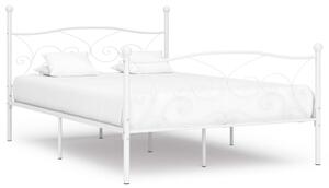 Bed Frame with Slatted Base White Metal 160x200 cm