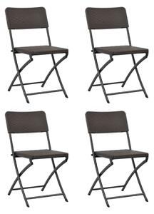 Folding Garden Chairs 4 pcs HDPE and Steel Brown