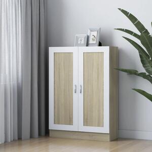 Book Cabinet White and Sonoma Oak 82.5x30.5x115 cm Engineered Wood