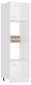 Microwave Cabinet High Gloss White 60x57x207 cm Engineered Wood