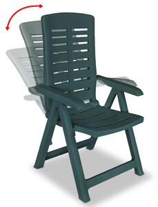 Reclining Garden Chairs 2 pcs Plastic Green