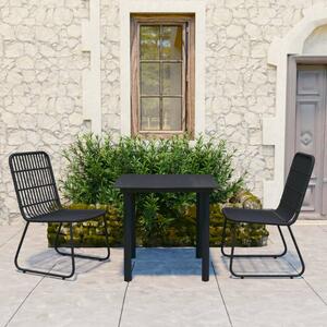 3 Piece Outdoor Dining Set Poly Rattan and Glass