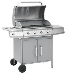 Gas Barbecue Grill 4+1 Cooking Zone Silver Stainless Steel