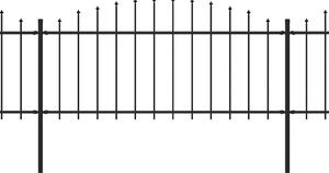 Garden Fence with Spear Top Steel (0.5-0.75)x6.8 m Black