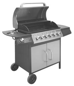 Gas Barbecue Grill 6+1 Cooking Zone Black and Silver