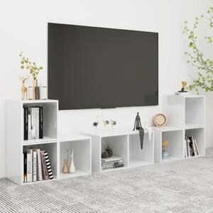 6 Piece TV Cabinet Set High Gloss White Engineered Wood