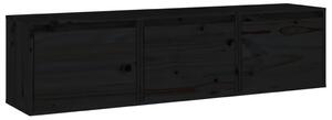 TV Cabinets 3 pcs Black Solid Wood Pine
