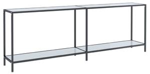 Console Table White 220x35x75.5 cm Tempered Glass