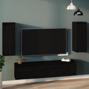 Wall Cabinets 2 pcs Black 30x30x80 cm Solid Wood Pine