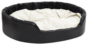 Dog Bed Black and Beige 99x89x21 cm Plush and Faux Leather