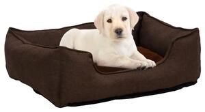 Dog Bed Brown 85.5x70x23 cm Linen Look Fleece