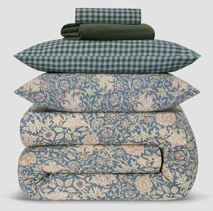 Morris & Co & Fern Green Gingham Linen Blend Bedding Set | Single | Piglet in Bed