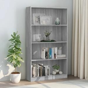 4-Tier Book Cabinet Grey Sonoma 80x24x142 cm Engineered Wood