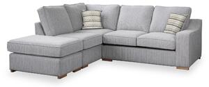 Ashow Fabric Corner Sofa Bed | Beige Charcoal Silver | Roseland