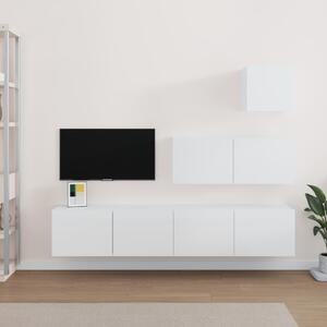 4 Piece TV Cabinet Set High Gloss White Engineered Wood
