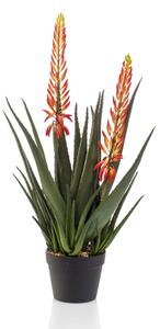 Emerald Artificial Aloe with 2 Flowers 80 cm in Pot