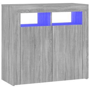 Sideboard with LED Lights Grey Sonoma 80x35x75 cm