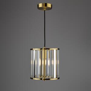 Dar Lighting Kiran Ceiling Pendant In Natural Brass Finish With Crystal Glass