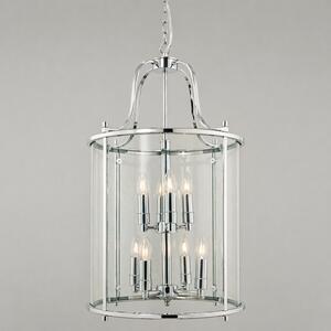 Hakka Large Polished Chrome 8 Light Round Hanging Ceiling Lantern