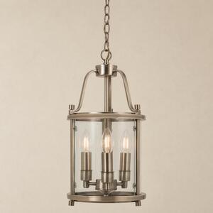 Hakka Small Antique Brass 3 Light Round Hanging Ceiling Lantern