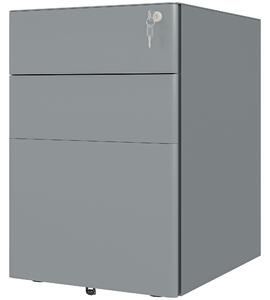 Vinsetto Metal Filing Cabinet, Lockable Rolling Office Drawer Unit for Files, Grey