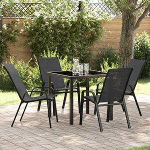 Yovira Garden Metal Dining Table with 4 Chairs in Black