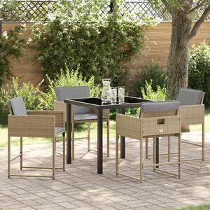 Yavion Garden Poly Rattan 80cm Dining Table with 4 Chairs in Mix Beige