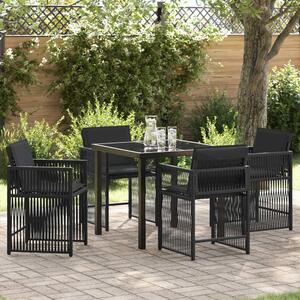 Yorex Garden Poly Rattan 80cm Dining Table with 4 Chairs in Black
