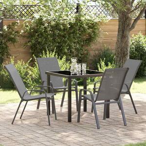 Yovira Garden Metal Dining Table with 4 Chairs in Grey and Black