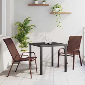 Yovira Garden Metal Dining Table with 2 Chairs in Brown and Black
