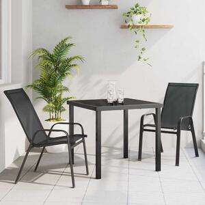 Yovira Garden Metal Dining Table with 2 Chairs in Black