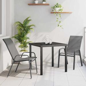 Yovira Garden Metal Dining Table with 2 Chairs in Grey and Black