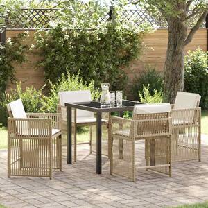 Yorex Garden Poly Rattan 80cm Dining Table with 4 Chairs in Beige