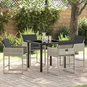Yavion Garden Poly Rattan 80cm Dining Table with 4 Chairs in Light Grey