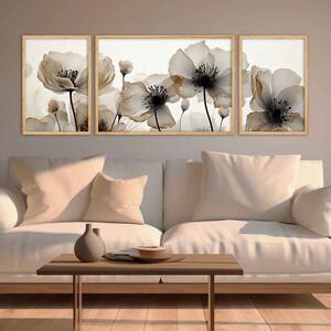 Satori Wooden Ethereal Anemone Wall Frame Set of 3 in Multicolour