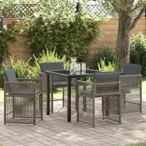Yorex Garden Poly Rattan 80cm Dining Table with 4 Chairs in Grey