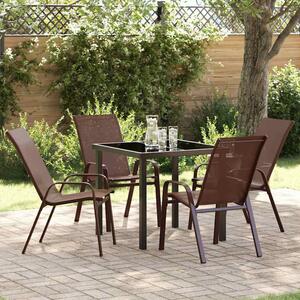 Yovira Garden Metal Dining Table with 4 Chairs in Brown and Black
